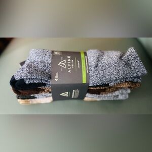 Alpine Design 4 Pr Men's Performance Hike Socks Size Large HeatherTones